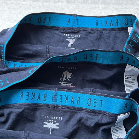 (3) Ted Baker Cotton Stretch Boxer Briefs- Navy Logo Print - Picture 10 of 11